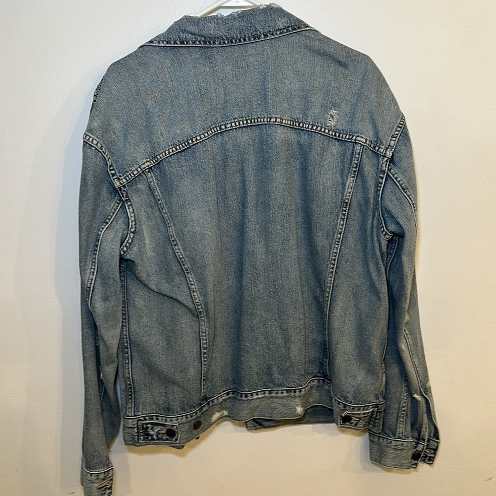 Able The Merly Denim Jacket Distressed Blue Relaxed Fit XXL Womens - Picture 2 of 7